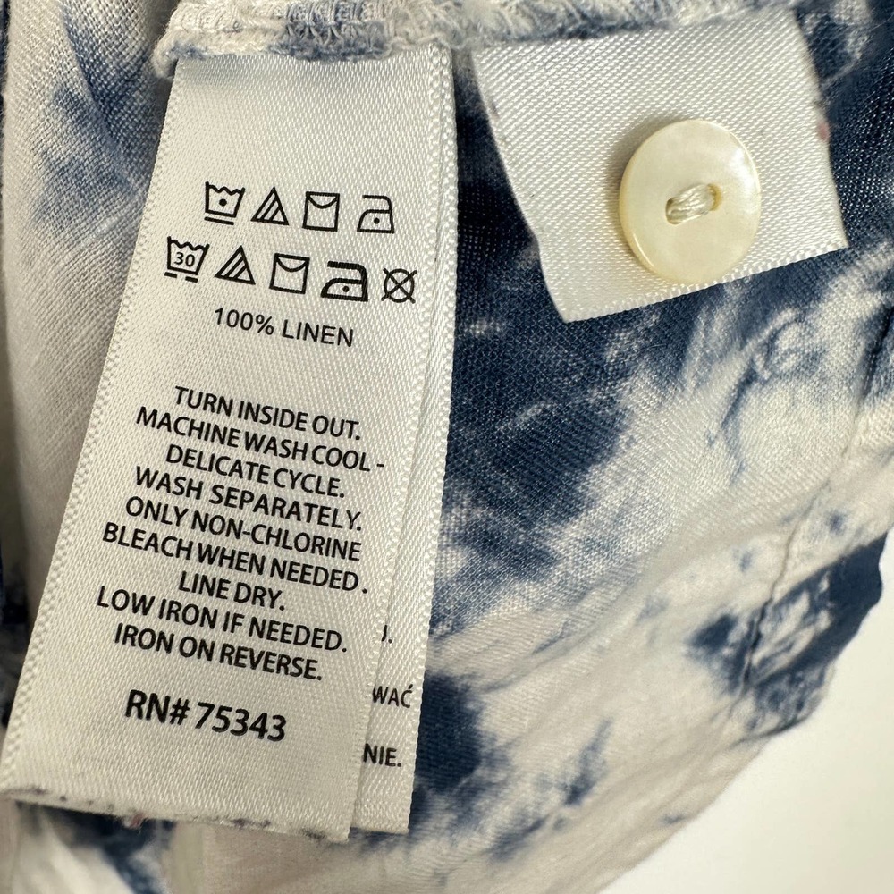 Racheal Zoe babydoll 100% Linen Lagenlook peplum oversized top XS White Blue - Picture 11 of 12